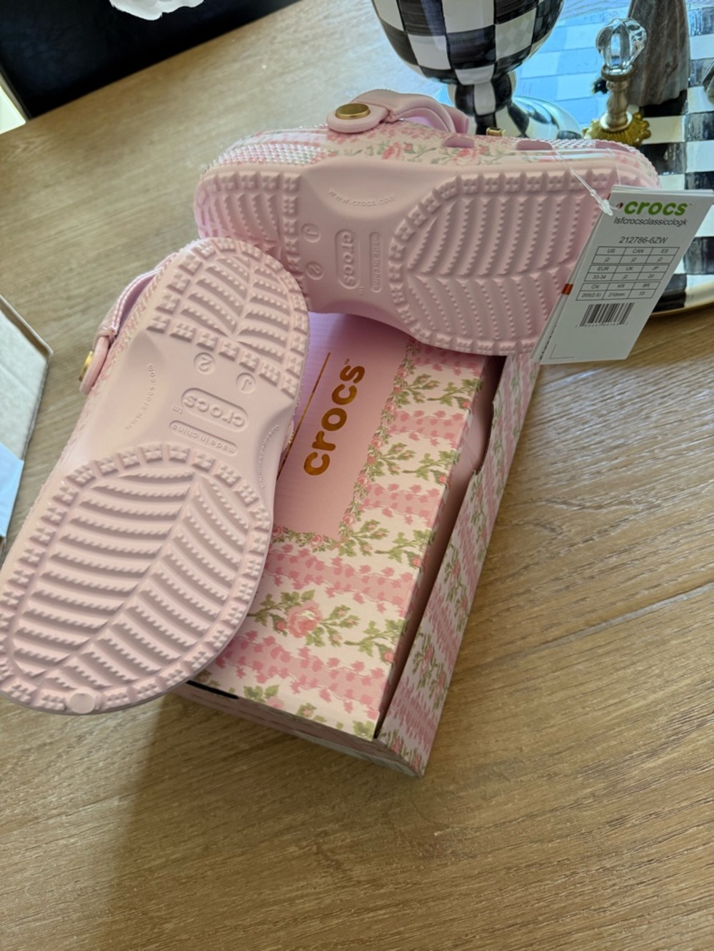 Love Shack Fancy Crocs Kids Pink Floral with Bow and Charms - Picture 3 of 3